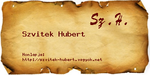 Szvitek Hubert névjegykártya